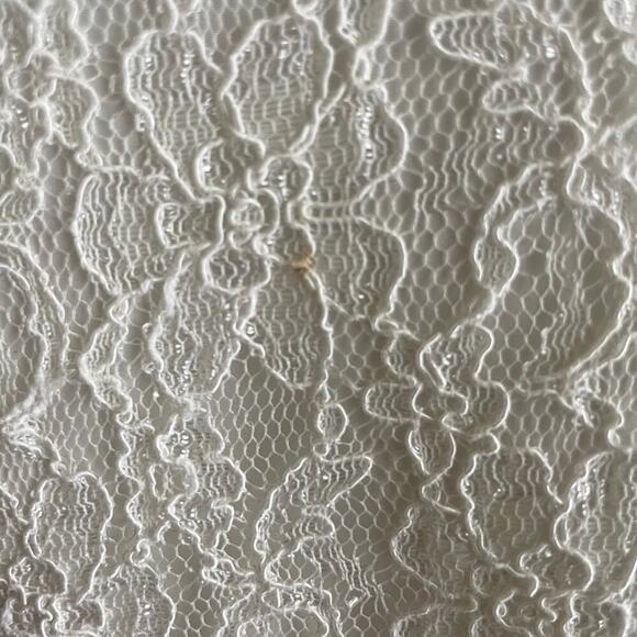 Vintage White Lace Blouse Womens M Sheer Lined Short Sleeve Cottagecore Romantic - Picture 8 of 11